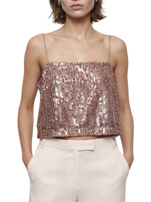 top donna con  paillettes cipria Rame | NSTOP23-TVO0601ROSE TAUPE